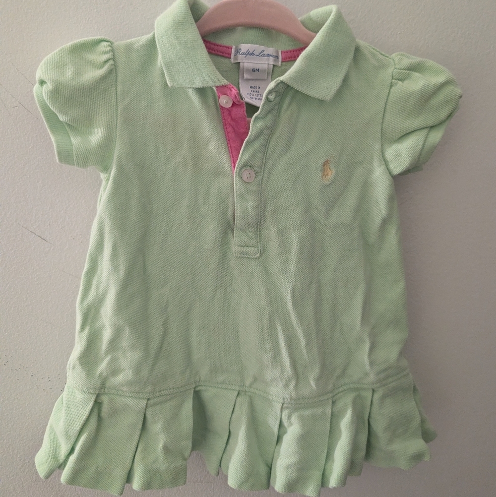 Ralph Lauren Kids Mint Green Polo with Pink Accent